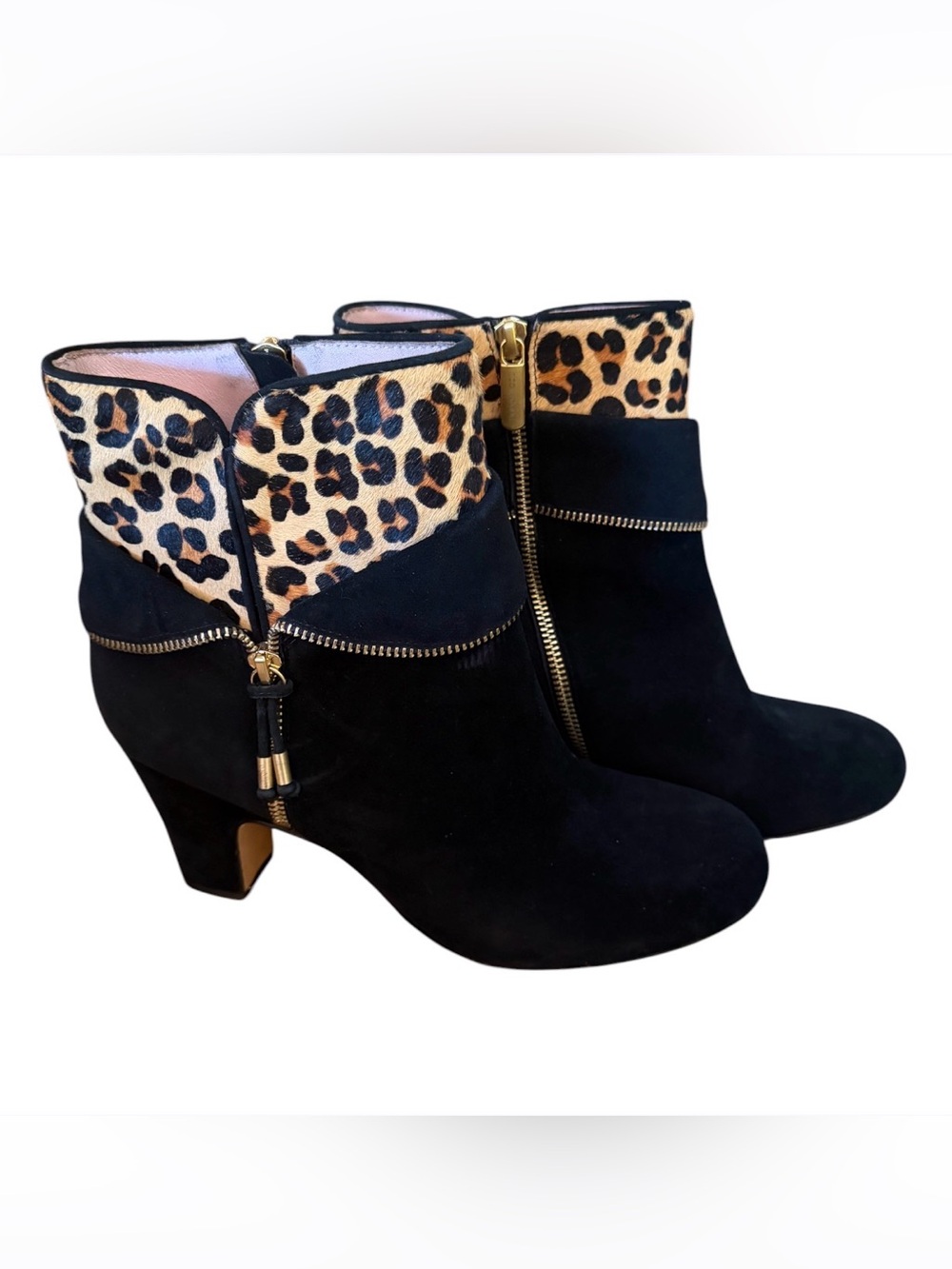 Woman’s Taryn Rose Tempie Leopard Ankle Suede Black Bootie